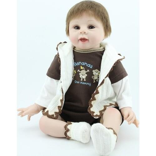 22" 55cm Soft Vinyl Boy Doll Toys Kids Accompany Playmates Toddler Baby Bonecas Boy Girl Kid Doll Bebe Reborn Menina De Silicone