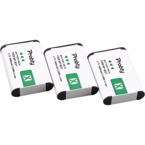 3Pcs PROBTY NP-BX1 NP BX1 NPBX1 Battery for Sony WX300 HDR-AS10 AS15 AS30V AS100V AS100VR CX240 MV1 RX100 HX50V HX300 RX1 Camera