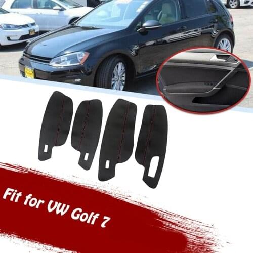 4 Pcs Car Door Handle Armrest Panel Microfiber PU Leather Protective Cover Trim for Golf 7 2014-2018