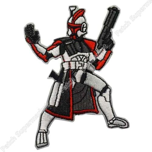 4" Clone Trooper Die-Cut Figure TV Movie Embroidered IRON ON and SEW ON Cool Biker Vest Patch Military Badge