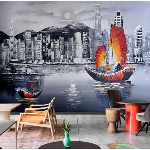 Large Painting Photo Mural Custom Any Size Wallpaper for Walls Living Room Wall Art Decor papel parede rolo City Night