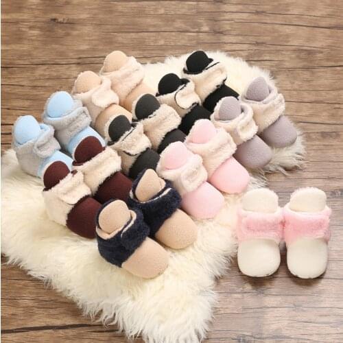 Newborn Baby Socks Shoes Boy Girl Plush Toddler First Walkers Booties Cotton Comfort Soft Anti-slip Warm Infant Crib Shoes