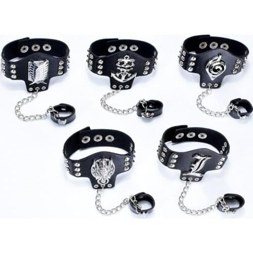 Anime Attack On Titan Bracelet Wings of Liberty Wristband No Kyojin Leather Belt Buckle Bracelets For Women Men Trinket Gift