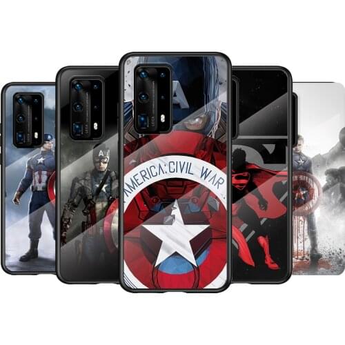 Tempered Glass Cover Marvel Capatian Hot Style For Huawei P40 P30 P20 P10 Pro Plus Lite 5G 2019 Phone Case