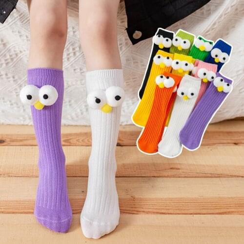 3-12 years old childrens candy color three-dimensional big eyes tube socks summer cotton mosquito-proof student cute socks