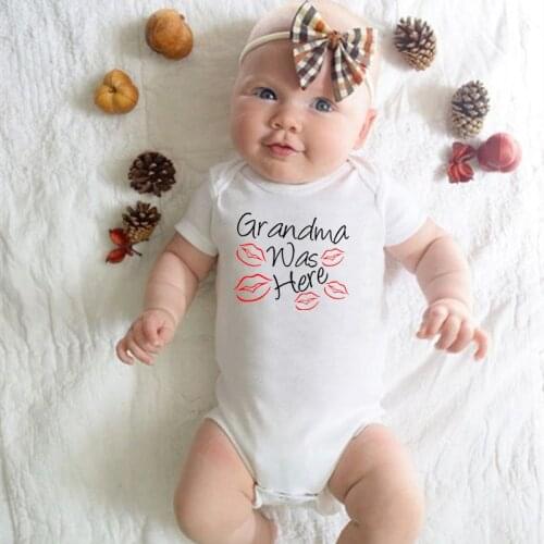 Grandma Was Here Printed Funny Newbron Baby Bodysuits Cotton Short Sleeve Infant Boys Girls Rompers Onesies Toddler Outfits