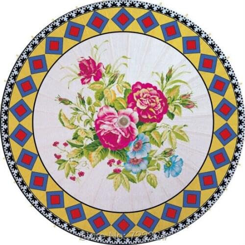 Dia 84cm chinese handmade umbrella with red rose waterproof parasol lover decoration gift dance props oiled paper umbrella