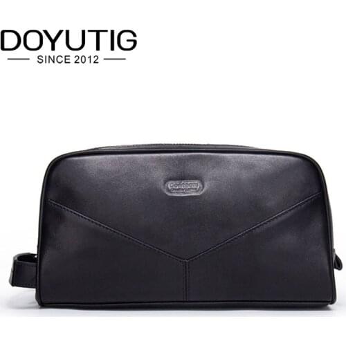 DOYUTIG Mens Long Genuine Leather Business Clutches Male Fashion Black Wallets Clutch Handy Men Coin Purse Day Clutch Bags B042