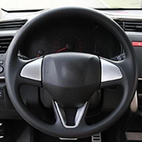For Honda City Sedan 2014 2015 2016 Accessories ABS Chrome Car Steering Wheel Button Frame Cover Trim Sticker Car Styling 3Pcs