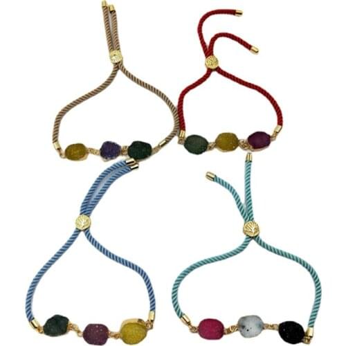 5 PCS druzy bracelet natural druzy bangle for gift multi color druzy stone