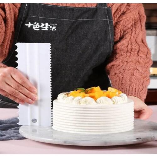 Double-Sided Available Cake Cream Spatula Lengthened Scraper 4-Piece Set Serrated Scraper Baking Tool Cake Modeling Tools