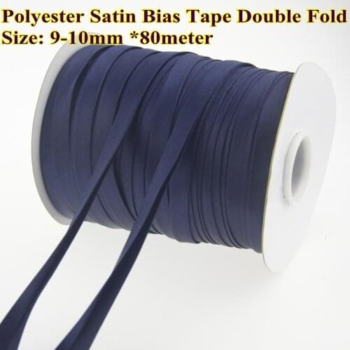 Double Fold Bias Tape Polyester Satin Bias binding Size 1cm, 80meter. sewing material accessories DIY hand Navy Blue
