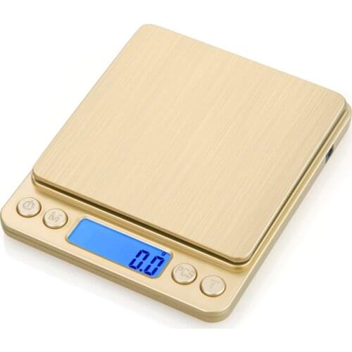 Electronic USB Scale 3000g 0.1g Kitchen Weight Balance 3kg 0.1g Accuracy Food Diet Scales Golden Weighing Balance Two Tray