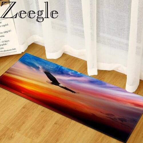 Eagle Printed Flannel Rectangle Long Kitchen Mat Soft Flannel Anti Skid Doormat Home Decor Entrance Floor Mat Hallway Area Rugs