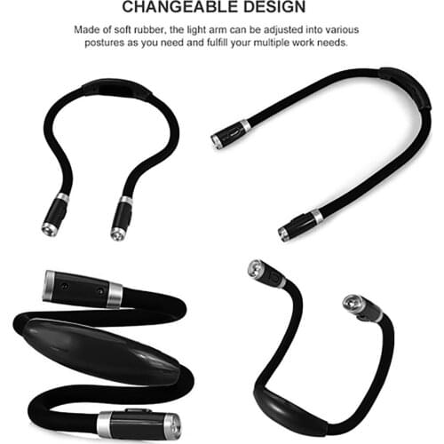 Flexible Neck LED Light Hug Book Night Lamp Power Saving Brightness Adjustable Reading Light Portable Outdoor Camping Flashlight