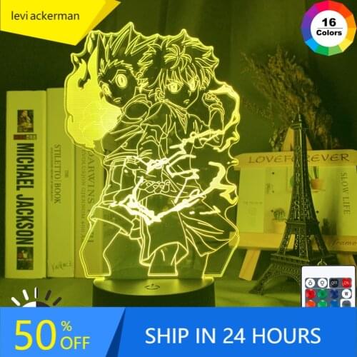 Gon and Killua Figure 3d Night Light Anime Hunter X Hunter Nightlight for Kid Bedroom Decor Lighting Child Gift HxH Lamp Bedside