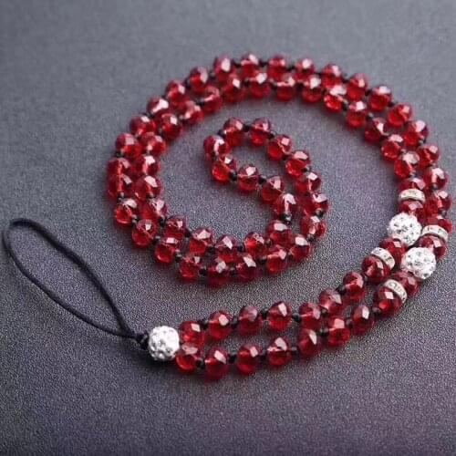 Artificial Crystal Phone Lanyard Keychain Holder Women Beaded Cellphone Neck Necklace Strap Hang Rope for iPhone for samsung