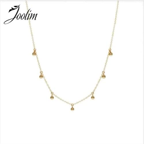 Joolim Gold Finish Deliate Beads Pendant Stainless Steel Necklace