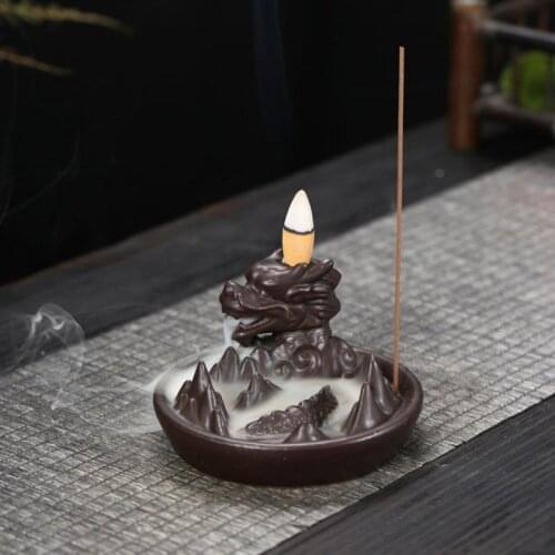 Ceramic Pottery Incense Holder Aromatherapy Backflow Incense Burner Temple Shrine Incense Waterfall Room Fragrance Home Decor