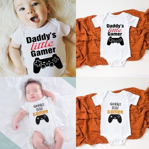 Daddys Little Gamer Newborn Baby Bodysuit Casual White Jumpsuits Baby Body Boys Girls Clothing Onesie Outfits 0-24M Drop Ship