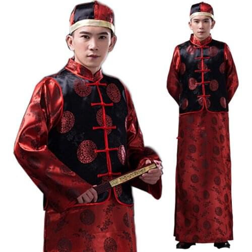 Chinese style retro wedding Tang suit groom robes landlord clothing mens wedding toast groomsmen dress cosplay hanfu man
