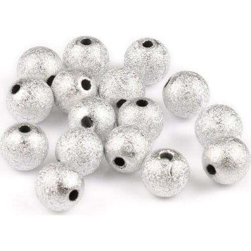 4-12mm Silver Color Round Matte Acrylic Plastic Stardust Loose Spacer Beads for Needlework Jewelry Making Handmade Diy Bracelet