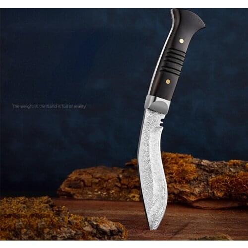 Small Straight Knife Outdoor Knife Nepal Damascus Steel Knife Portable Saber Self-defense Mini Tactical Knife Gadgets for Men