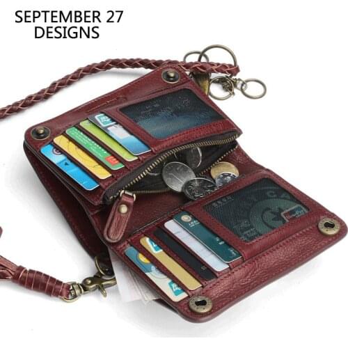 Men Wallets Genuine Leather Luxury Handmade Mens Bifold Clutch Coin Purses Cowhide Vintage Women Credit Card Wallets Money Bag