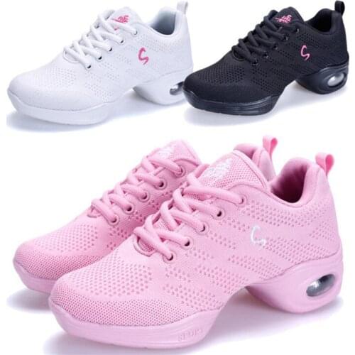 Wholesale Girls Dance Shoes Womens Soft Outsole Breath Modern Sports Shoes Ladies Flying Woven Mesh Comfortable Sneaker EU41