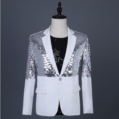 S-3xl New Sequins Blazers Performance Bar Nightclub Singer Host Stage Suit Men Wedding Suit Dress Costumes