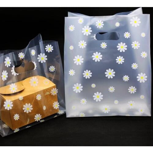 Translucent Daisy Plastic Gift Bags, Plastic shopping bags, Retail Bags, Party Favor Bag 50pcs/lot