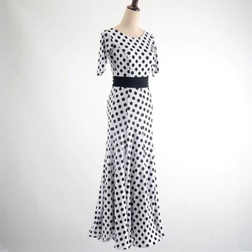 Ballroom dance dress backless modern dance tango classic thin waist was thin tall swing skirt dance performance practice skirt