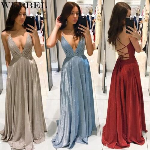 WEPBEL Women Elegant Party Evening Dress Ladies Sexy Sleeveless Halter Bandage V Neck Corset Long Dress Prom Gown