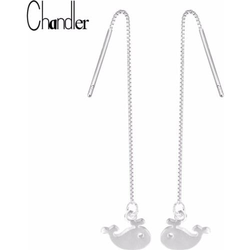 Chandler Dolphin Earring Long Line Threader Whale Dangle For Women Statement Infinity Love Fashion Jewelry