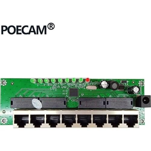 Shenzhen factory production network switches direct sell 8ports mini ethernet switch 8 rj45 port 180 degree hub size PCBA broad