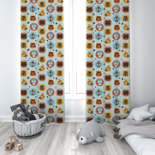 Curtains Children 3D Printed Decorative Items Home Childrens Room Light Blue Animals Bird Zebra Model 172