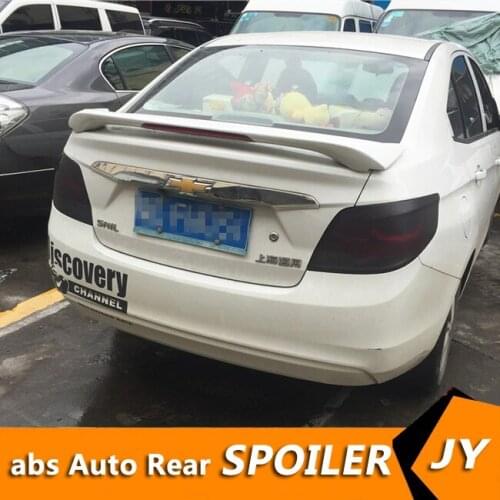 For Chevrolet Sail Spoiler 2015-2017 Sail wtih light spoiler High Quality ABS Material Car Rear Wing Primer Color Rear Spoiler