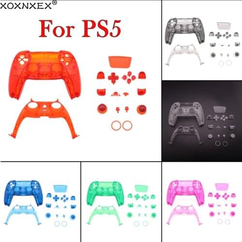 1set Replacement Full Set Buttons Transparent Front Back Housing Shell Case Cover Suit For Playstation 5 PS5 Gamepad Controller
