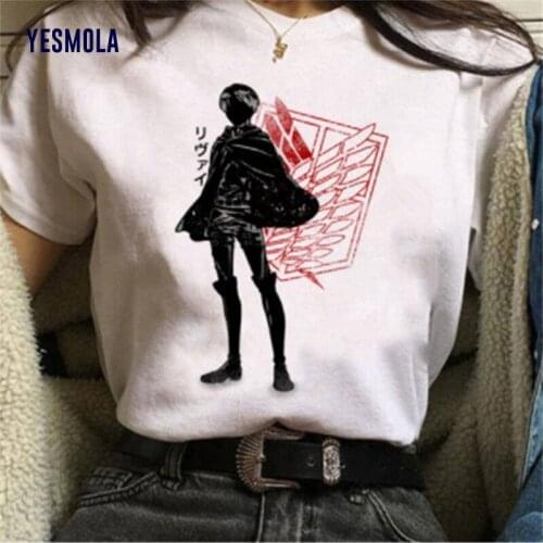 YESMOLA 2021 Hot Anime T Shirt Women Men Kawaii Summer Tops Titans Attack Graphic Tees Harajuku Tshirt Male Costume Streetwear