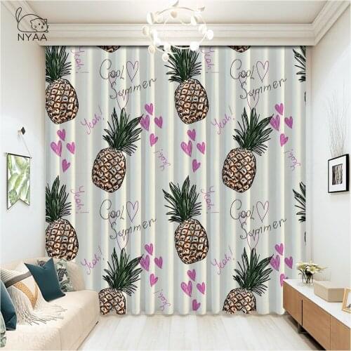Yellow Pineapple Fruit Curtain Home Supplies Curtains In The Bedroom For Home Interior ChildrenS Room Curtains Micro Shading