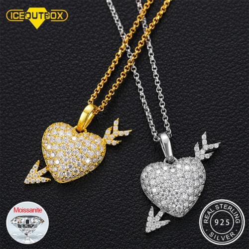 Exquisite Heart With Arrow Pendant For Women Top Quality Sterling Silver 925 Moissanite Diamond Necklace Jewelry Dropshipping