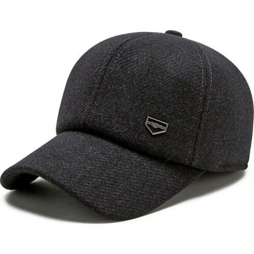 Winter Mens Hat Casual Warm Baseball Cap for Men Plus Velvet Cold-proof Old Dad Hat Fashion Cotton with Ear Flap