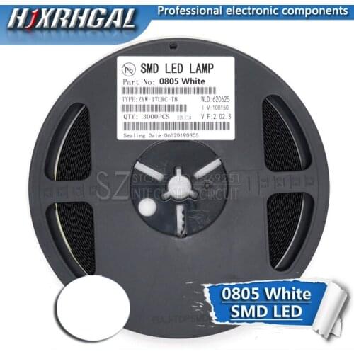 1Reel 3000pcs White 0805 SMD LED diodes light new and original hjxrhgal