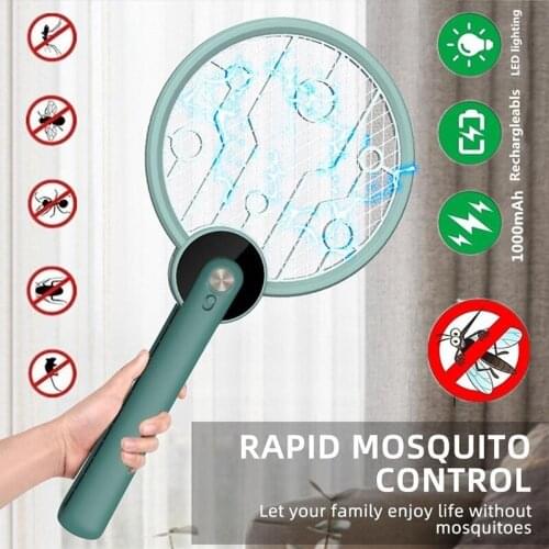 1Pc Summer Foldable Electric Fly Mosquito Racket USB Charging Mini Bug Zapper