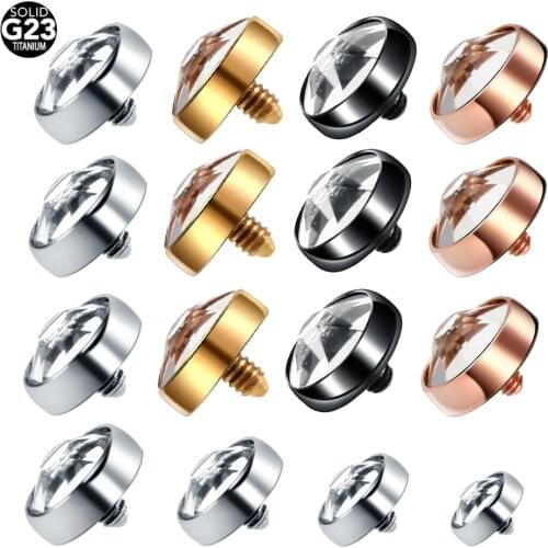 10pcs &20pcs wholesale 16G Micro Dermal Piercings Titanium Dermal Anchor Top Round CZ Crystal Top Piercings Skin Diver Piercing