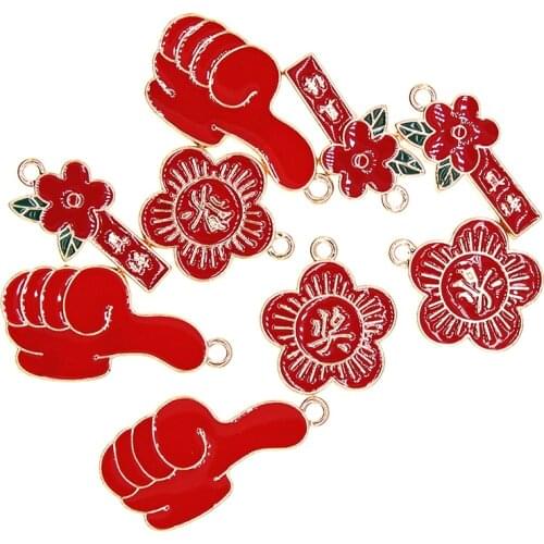 10pcs/lot Cute Red Enamel Charms Medal Pendants you are awesome Little Flower For Earrings Jewelry Making Dangle Finding XL1029