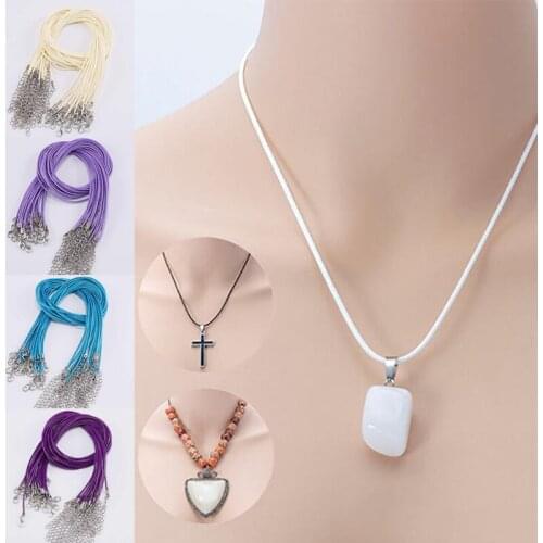 10 Pcs/Set 50cm Long Leather Waxed Cord Braided Necklace Rope DIY Lobster Clasp String Chain Jewelry Making Crafts Accessories