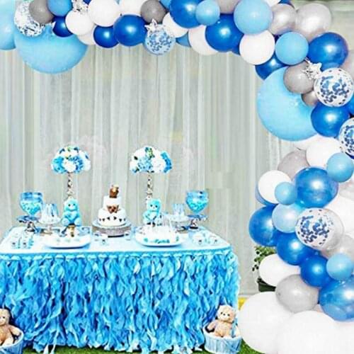 134pcs Blue Balloon Garland Arch Kit White Grey Blue Confetti Latex Balloons Baby Shower Wedding Birthday Party Decorations