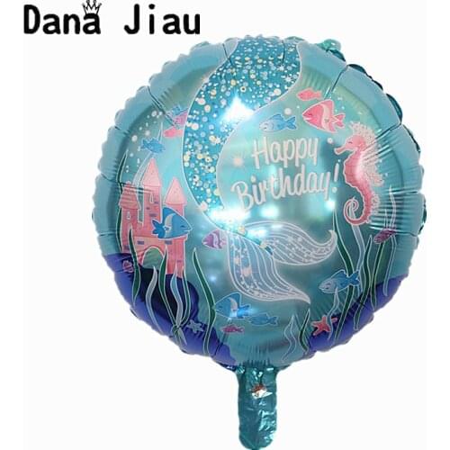 18 Inch happy birthday foil Balloons sea mermaid Party Decoration Balloon holiday Aluminum Inflatable Ball kids toy wholesale
