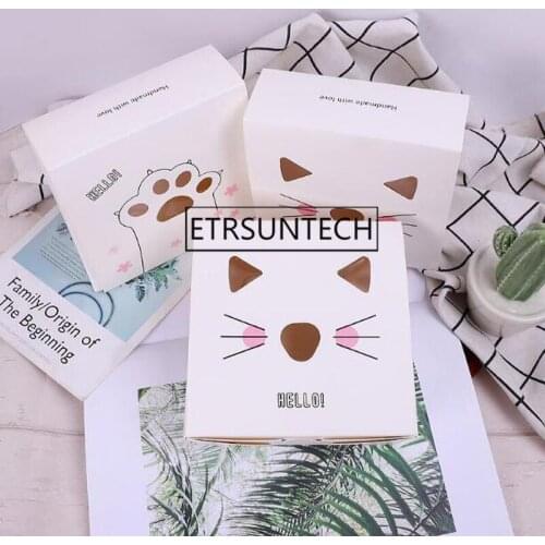 200pcs Cute Animal Claw Design 14*14*5cm Paper Box Candy Cookie Macaron Birthday Party Baby Shower DIY Gift Packaging